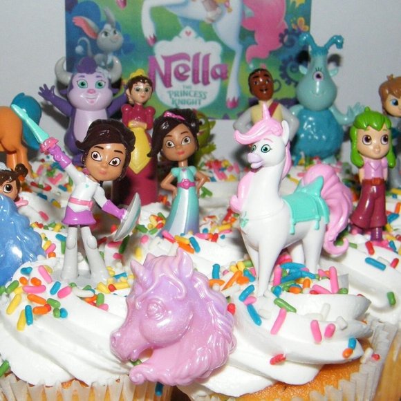 Nella the Princess Knight Cake Toppers Set of 14 with Figures, Rings, 3 Dragons - Picture 2 of 7